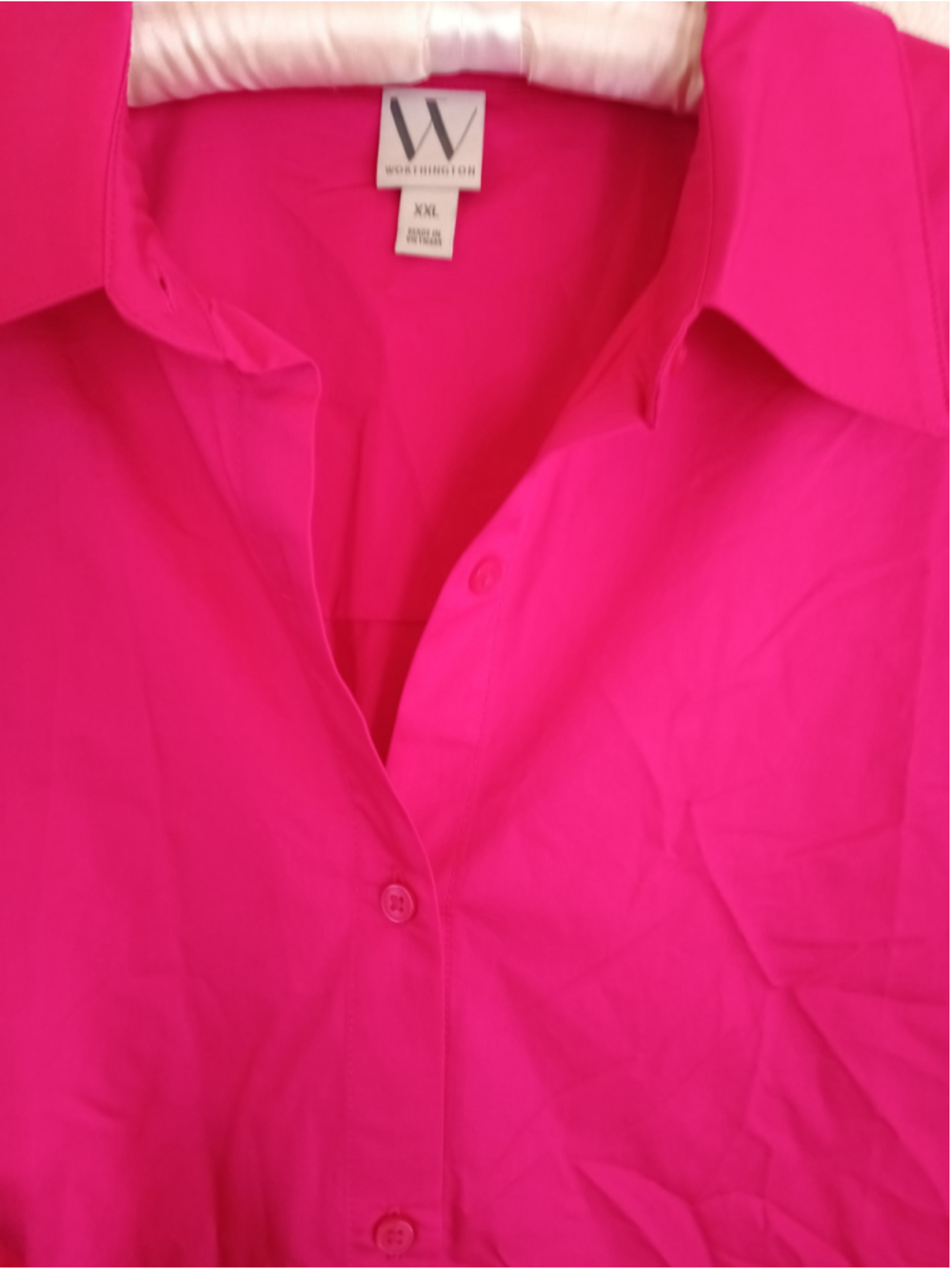 Worthington Cyber Pink Button Down Shirt work business colorful neon plus xxl 2x - Picture 4 of 11